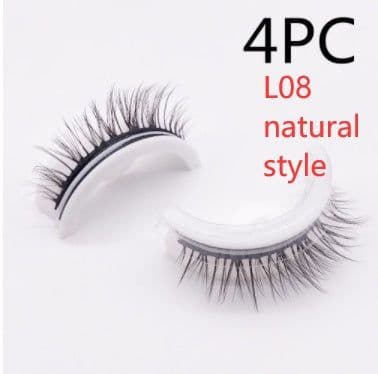 image-Reusable 3D Mink Lashes Natural False Eyelashes Self Adhesive Fake Glue Free Makeup Eyelash Extension Silk