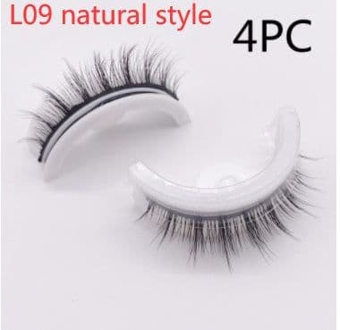 image-Reusable 3D Mink Lashes Natural False Eyelashes Self Adhesive Fake Glue Free Makeup Eyelash Extension Silk