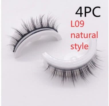 image-Reusable 3D Mink Lashes Natural False Eyelashes Self Adhesive Fake Glue Free Makeup Eyelash Extension Silk