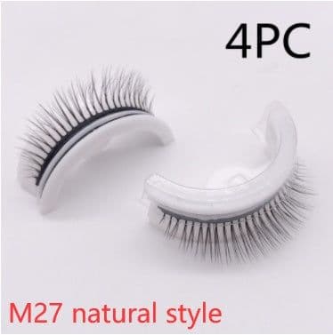 image-Reusable 3D Mink Lashes Natural False Eyelashes Self Adhesive Fake Glue Free Makeup Eyelash Extension Silk