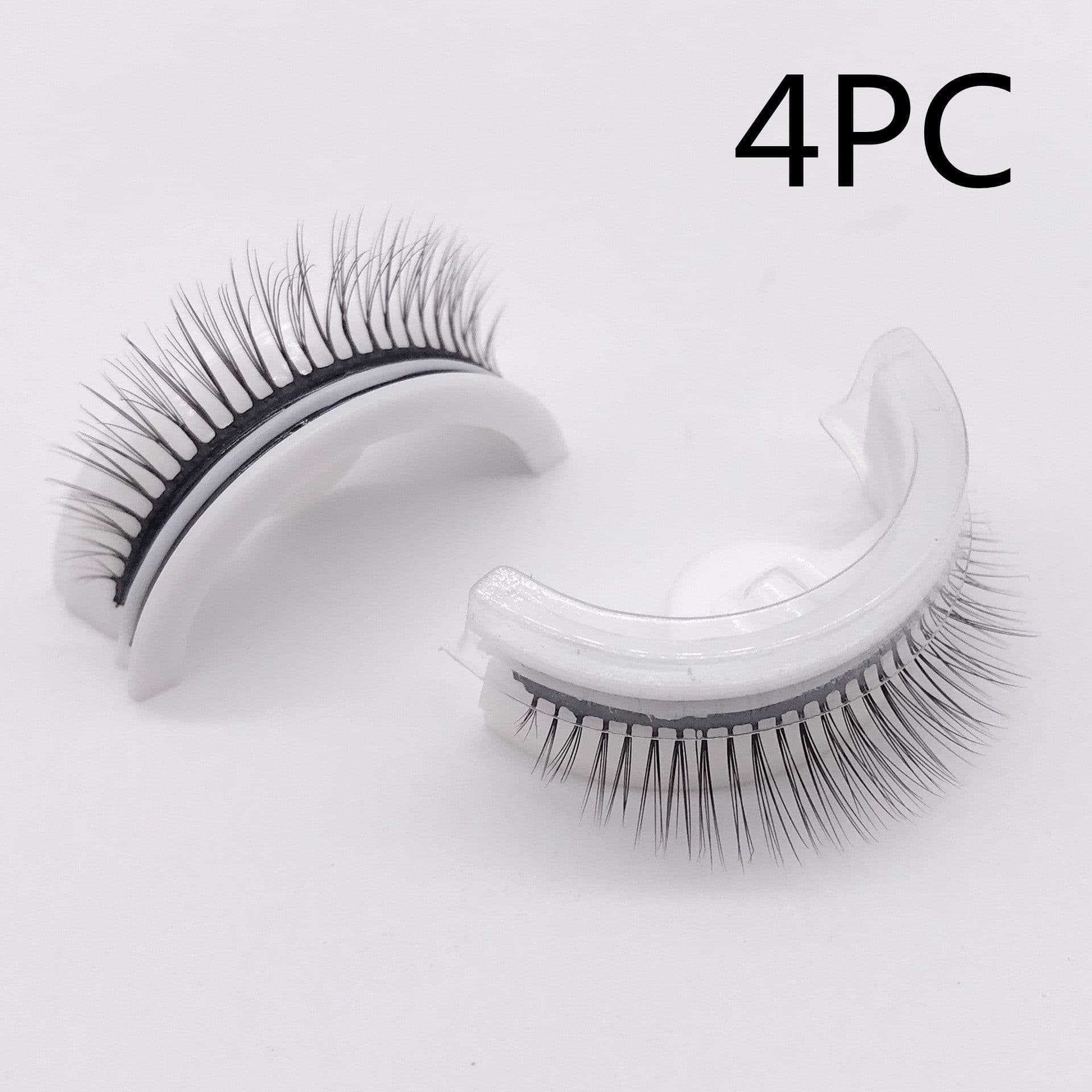 image-Reusable 3D Mink Lashes Natural False Eyelashes Self Adhesive Fake Glue Free Makeup Eyelash Extension Silk