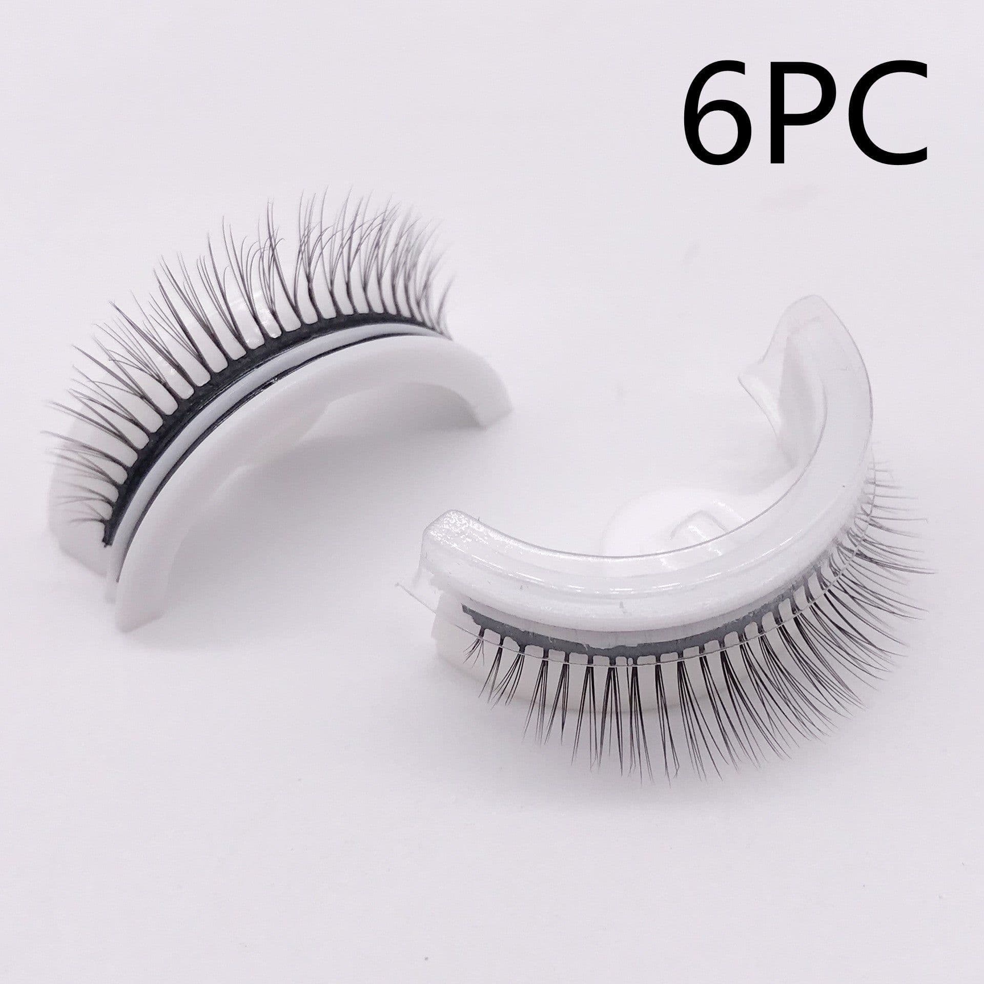 image-Reusable 3D Mink Lashes Natural False Eyelashes Self Adhesive Fake Glue Free Makeup Eyelash Extension Silk