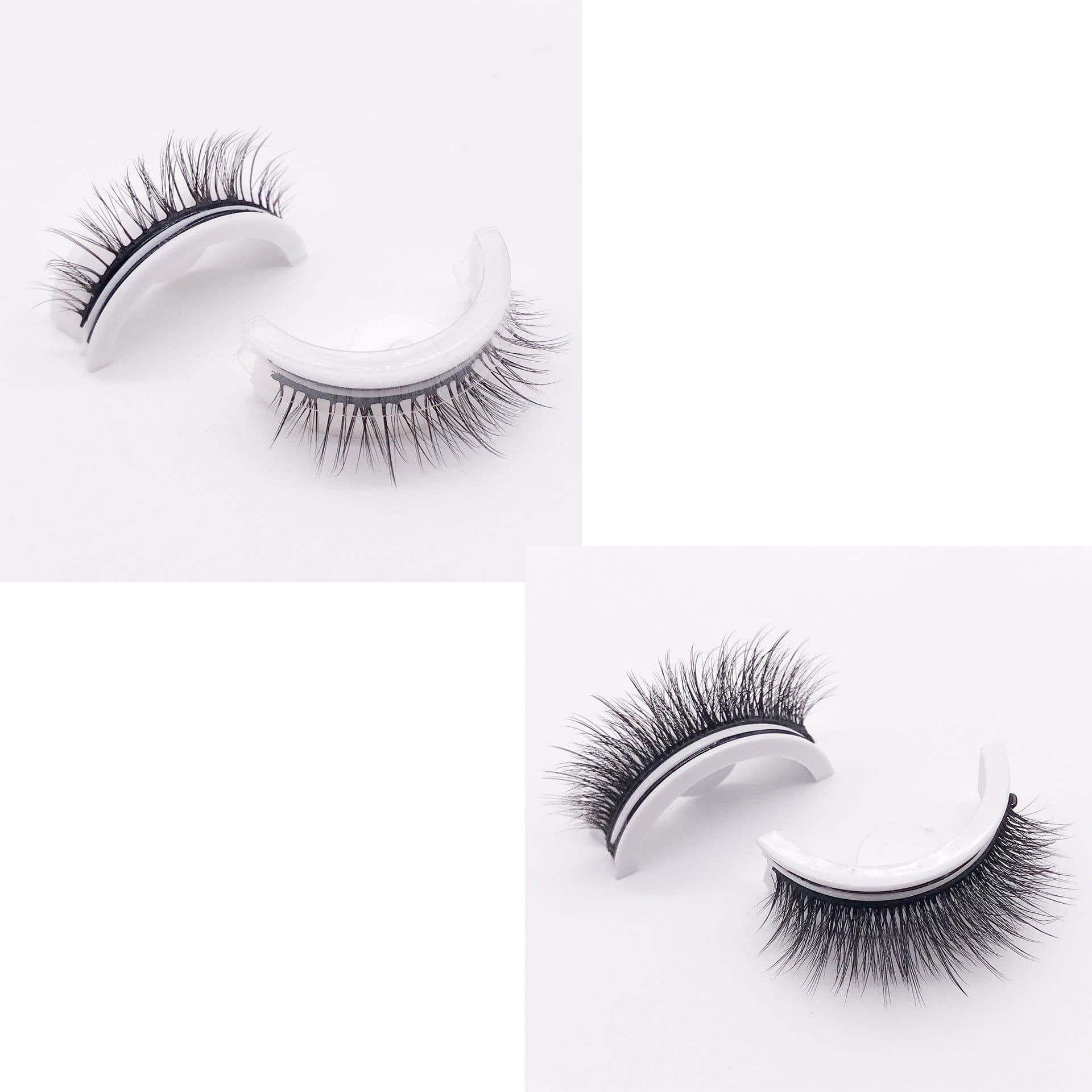 image-Reusable 3D Mink Lashes Natural False Eyelashes Self Adhesive Fake Glue Free Makeup Eyelash Extension Silk