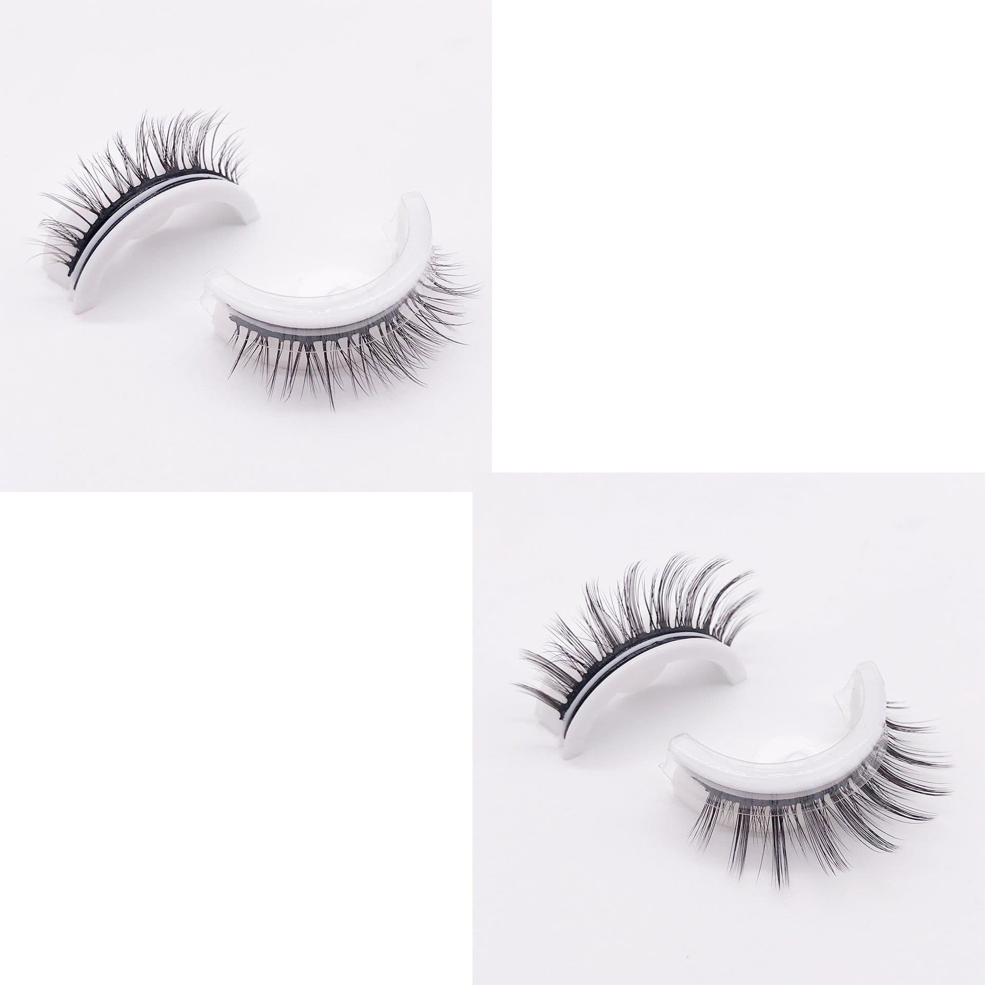 image-Reusable 3D Mink Lashes Natural False Eyelashes Self Adhesive Fake Glue Free Makeup Eyelash Extension Silk