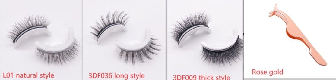 image-Reusable 3D Mink Lashes Natural False Eyelashes Self Adhesive Fake Glue Free Makeup Eyelash Extension Silk