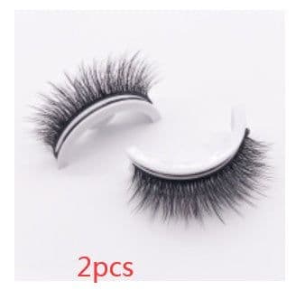 image-Reusable 3D Mink Lashes Natural False Eyelashes Self Adhesive Fake Glue Free Makeup Eyelash Extension Silk