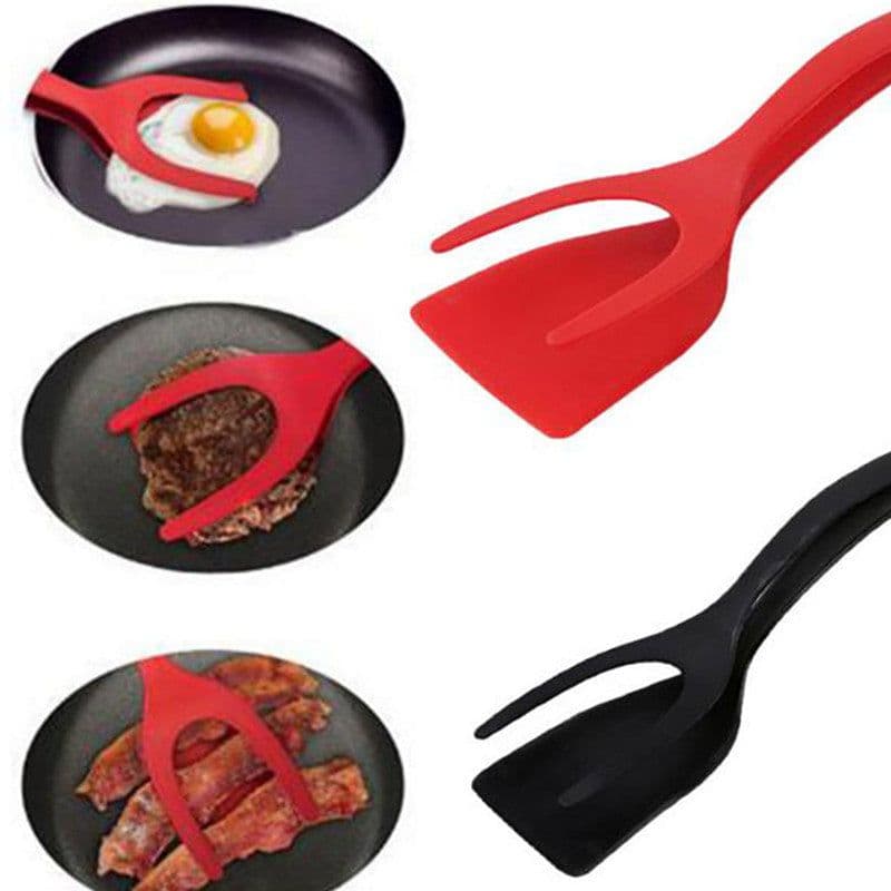 image-2 In 1 Grip And Flip Tongs Egg Spatula Tongs Clamp Pancake Fried Egg French Toast Omelet Overturned Kitchen Accessories