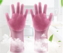 image-Silicone Heat-resistant Cleaning Brush Scrubbing Gloves