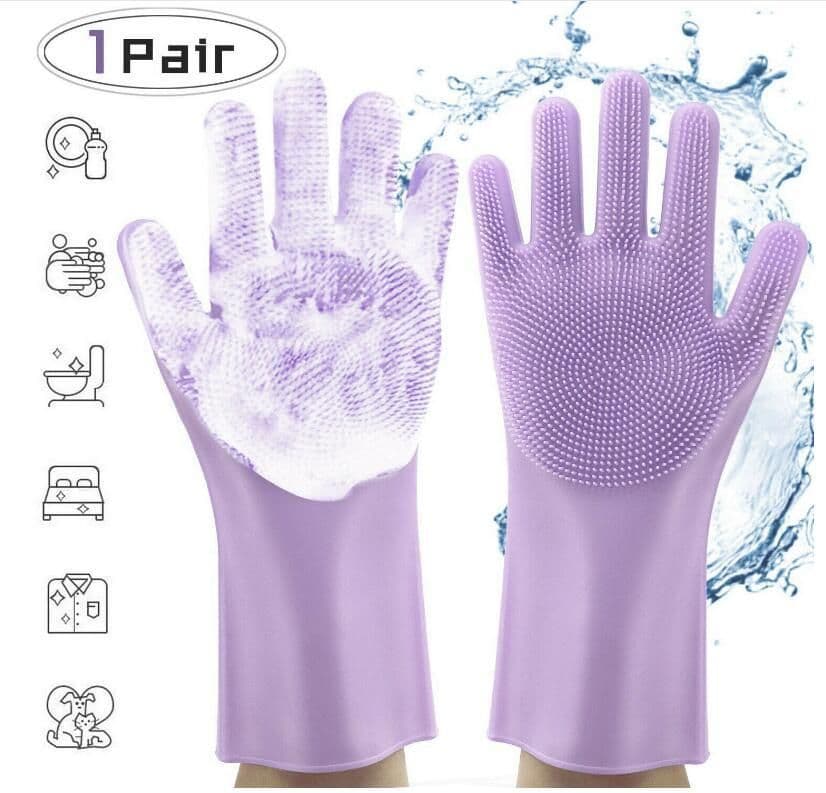 image-Silicone Heat-resistant Cleaning Brush Scrubbing Gloves