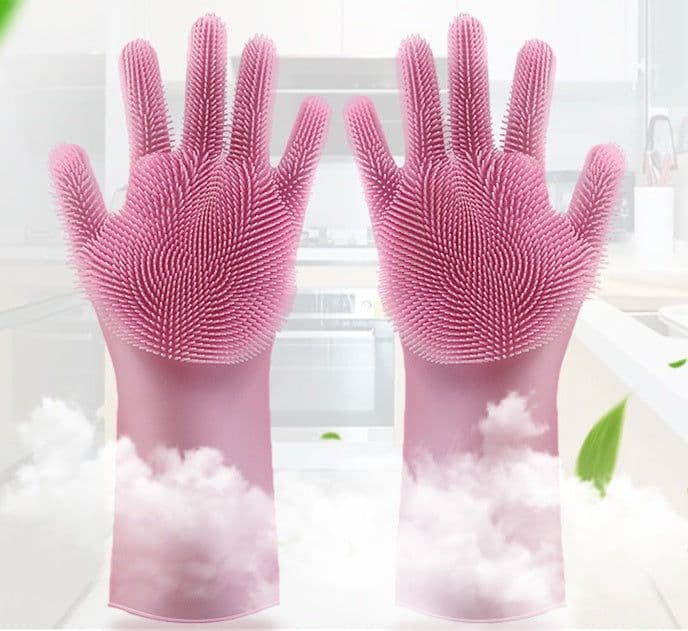 image-Silicone Heat-resistant Cleaning Brush Scrubbing Gloves