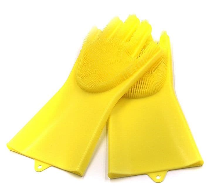 image-Silicone Heat-resistant Cleaning Brush Scrubbing Gloves