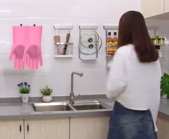 image-Silicone Heat-resistant Cleaning Brush Scrubbing Gloves