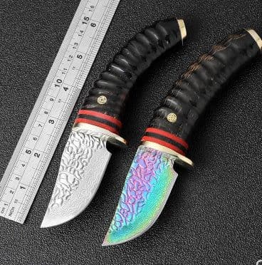 image-High quality forged Damascus knife VG10 steel outdoor high hardness army hunting knife lifesaving camping straight knife