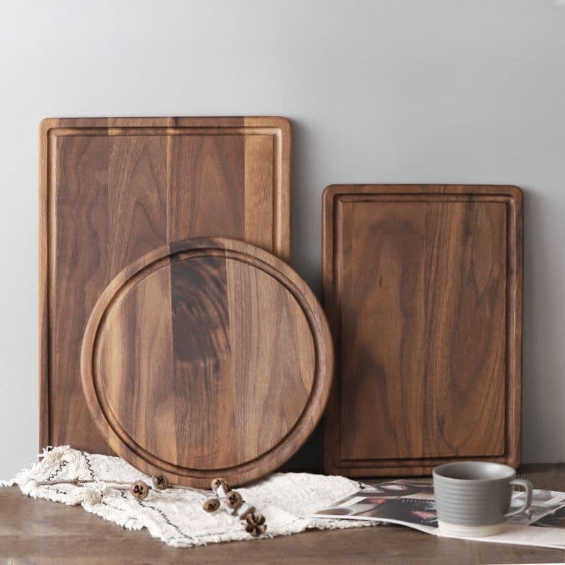 image-Black Walnut Wood Cutting Board Creative Whole Tray Fruit Chopping Cutting Board Wood Chopping Blocks For Kitchen
