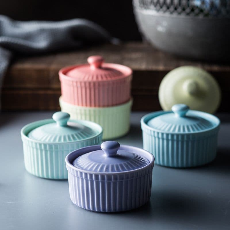 image-New Nordic style ceramic baking bowl with lid