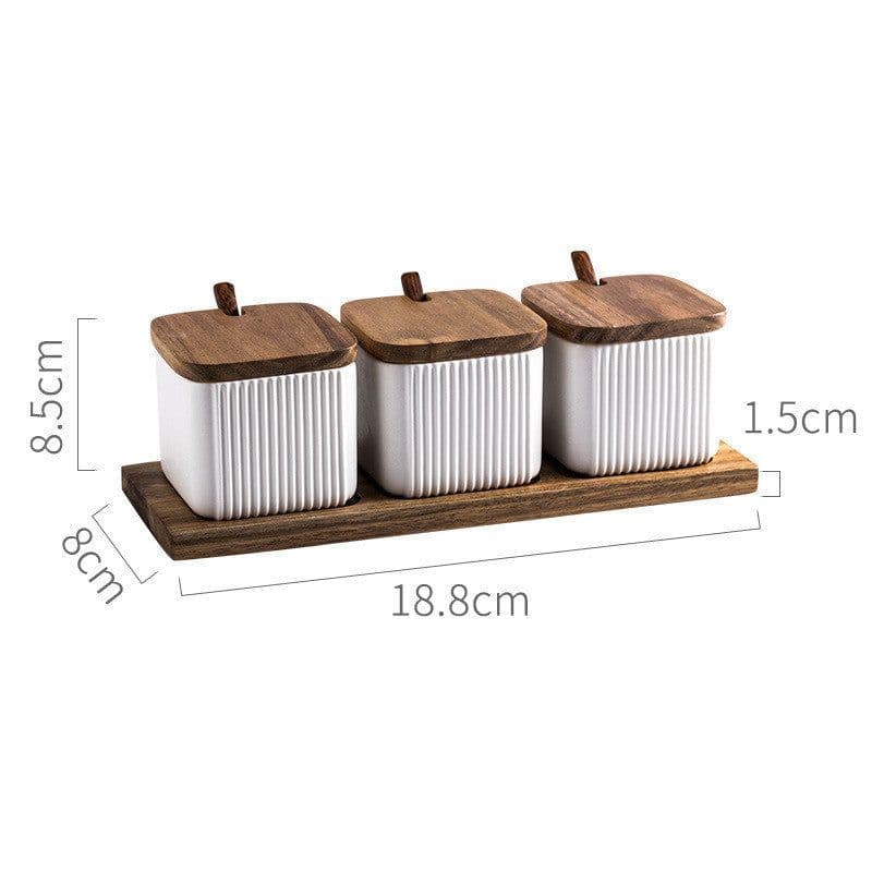 image-Household Seasoning Box Ceramic Seasoning Jar Set