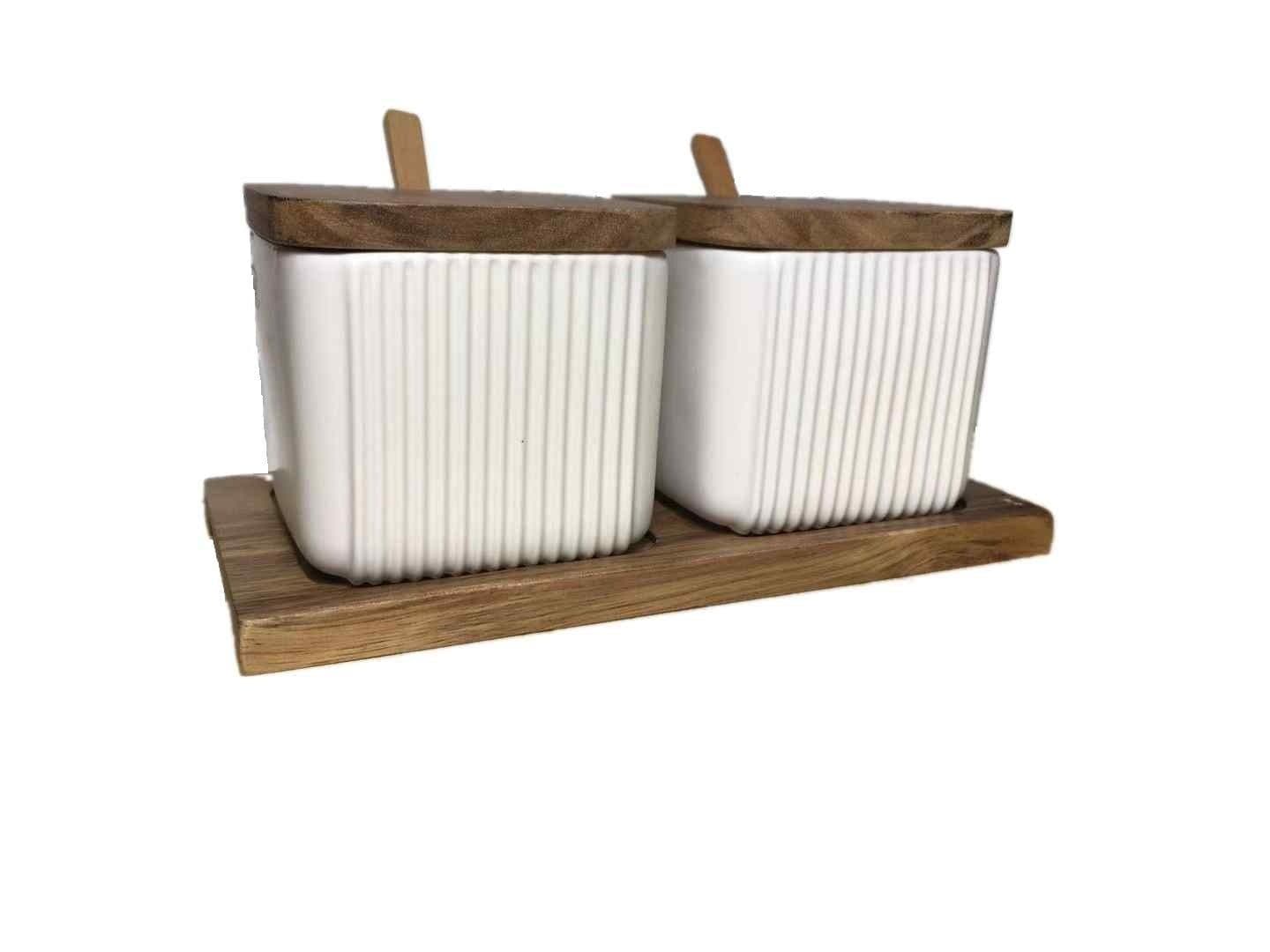 image-Household Seasoning Box Ceramic Seasoning Jar Set