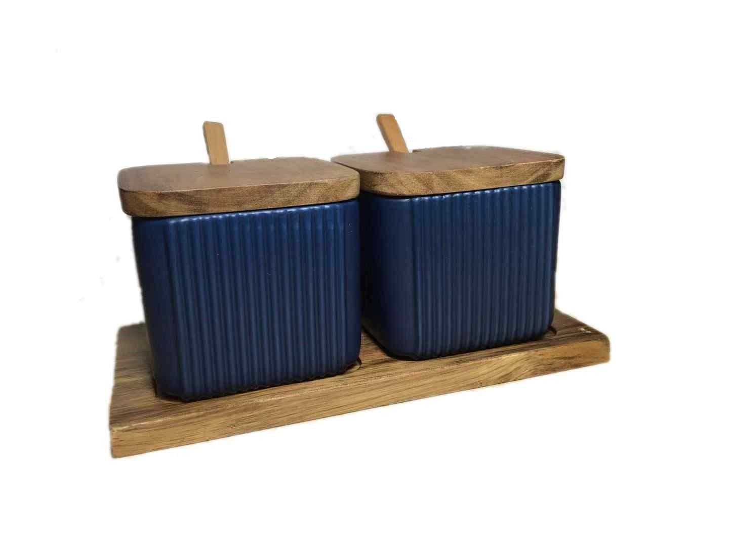 image-Household Seasoning Box Ceramic Seasoning Jar Set