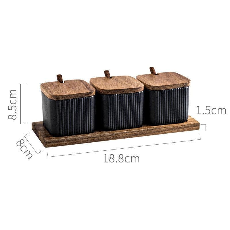 image-Household Seasoning Box Ceramic Seasoning Jar Set