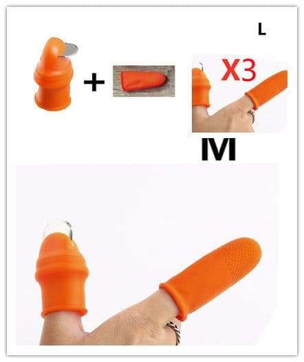 image-Silicone Thumb Knife Finger Protector Gears Cutting Vegetable Harvesting Knife Pinching Plant Blade Scissors Garden Gloves