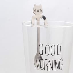 image-Coffee spoon, 304 creative stainless spoon, dessert spoon, cute cartoonhandle, hangingfeces coffee spoon