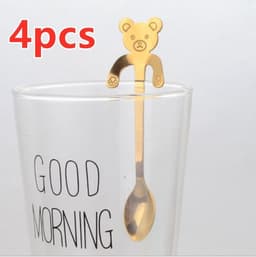 image-Coffee spoon, 304 creative stainless spoon, dessert spoon, cute cartoonhandle, hangingfeces coffee spoon