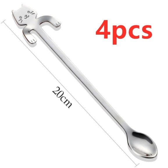 image-Coffee spoon, 304 creative stainless spoon, dessert spoon, cute cartoonhandle, hangingfeces coffee spoon
