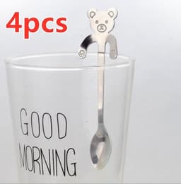 image-Coffee spoon, 304 creative stainless spoon, dessert spoon, cute cartoonhandle, hangingfeces coffee spoon