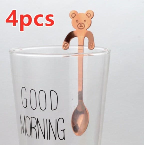 image-Coffee spoon, 304 creative stainless spoon, dessert spoon, cute cartoonhandle, hangingfeces coffee spoon
