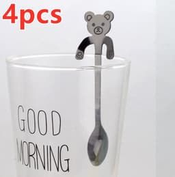 image-Coffee spoon, 304 creative stainless spoon, dessert spoon, cute cartoonhandle, hangingfeces coffee spoon