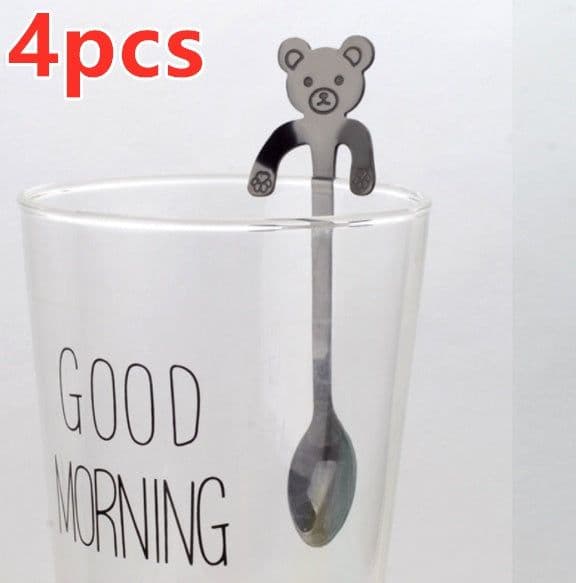 image-Coffee spoon, 304 creative stainless spoon, dessert spoon, cute cartoonhandle, hangingfeces coffee spoon