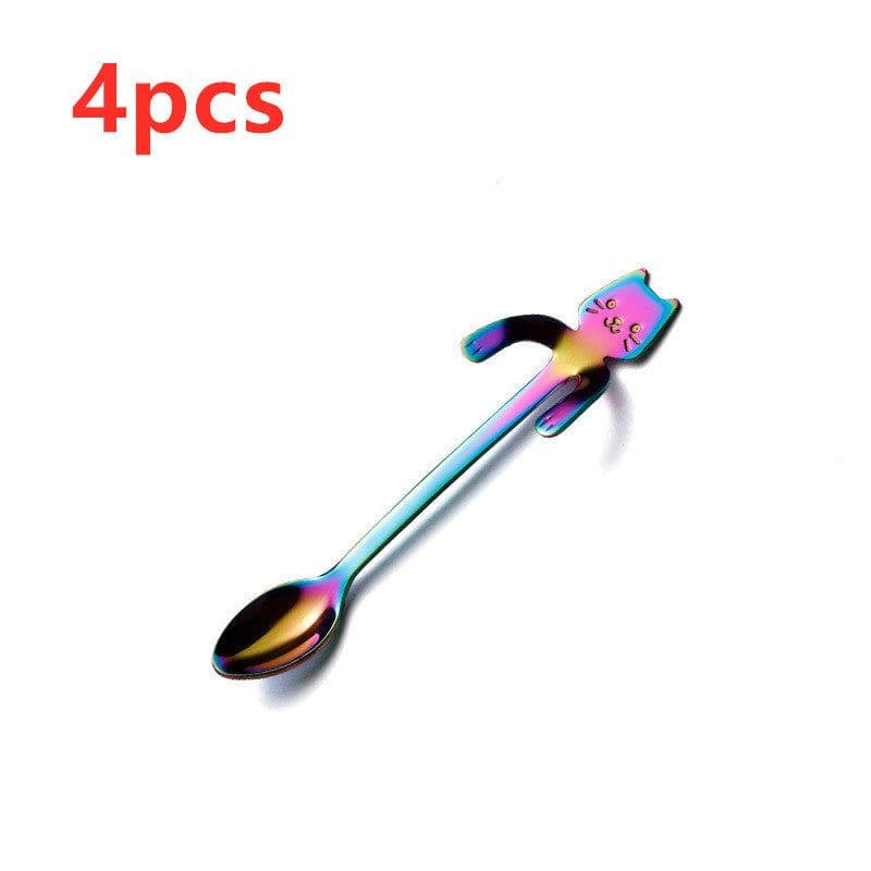 image-Coffee spoon, 304 creative stainless spoon, dessert spoon, cute cartoonhandle, hangingfeces coffee spoon