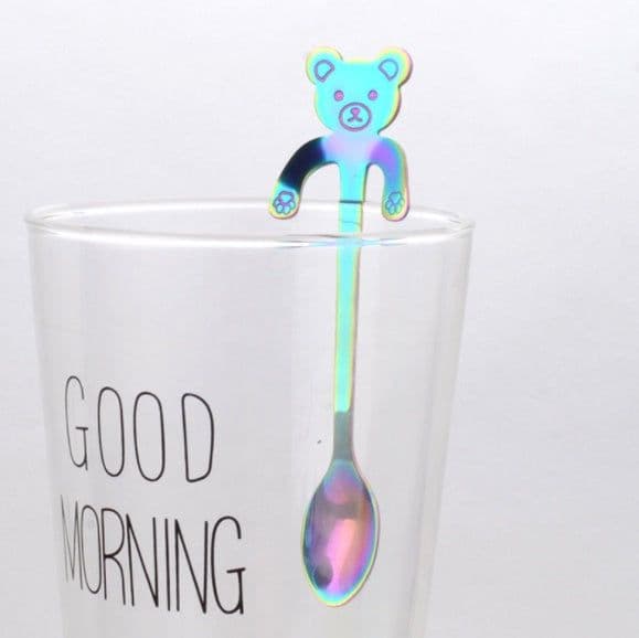 image-Coffee spoon, 304 creative stainless spoon, dessert spoon, cute cartoonhandle, hangingfeces coffee spoon