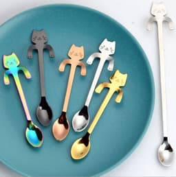 image-Coffee spoon, 304 creative stainless spoon, dessert spoon, cute cartoonhandle, hangingfeces coffee spoon