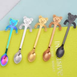 image-Coffee spoon, 304 creative stainless spoon, dessert spoon, cute cartoonhandle, hangingfeces coffee spoon