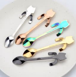 image-Coffee spoon, 304 creative stainless spoon, dessert spoon, cute cartoonhandle, hangingfeces coffee spoon