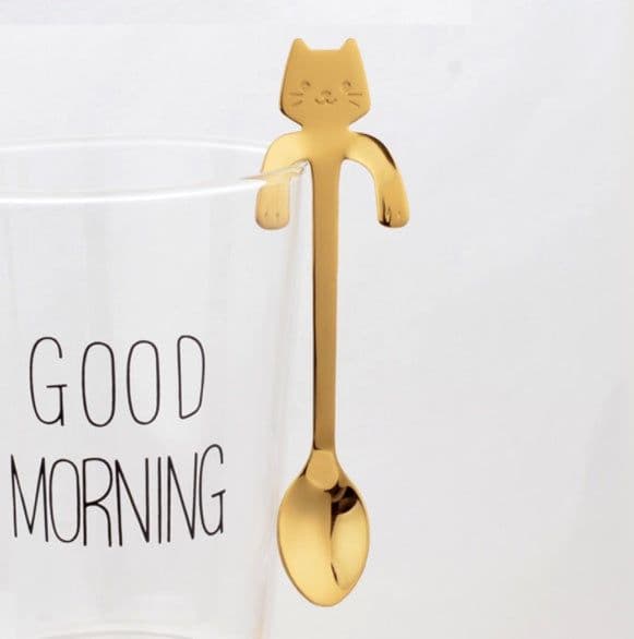 image-Coffee spoon, 304 creative stainless spoon, dessert spoon, cute cartoonhandle, hangingfeces coffee spoon
