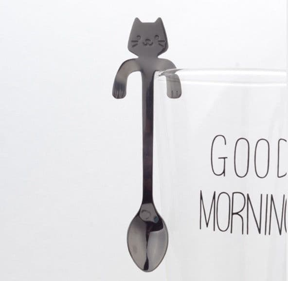 image-Coffee spoon, 304 creative stainless spoon, dessert spoon, cute cartoonhandle, hangingfeces coffee spoon