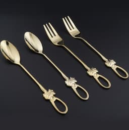 image-Stainless steel spoon fork set butterfly stainless steel coffee spoon, creative Japanese and Korean tableware, gold-plated stainless steel spoon fork