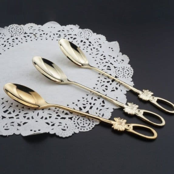 image-Stainless steel spoon fork set butterfly stainless steel coffee spoon, creative Japanese and Korean tableware, gold-plated stainless steel spoon fork