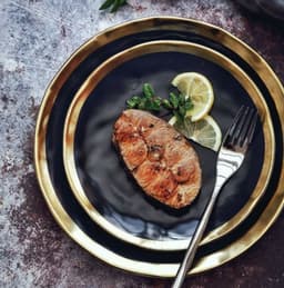 image-European Ceramic Gold Disc Creative Dish Western-style Food Steak Salad Household Tableware Flat Round Fruit