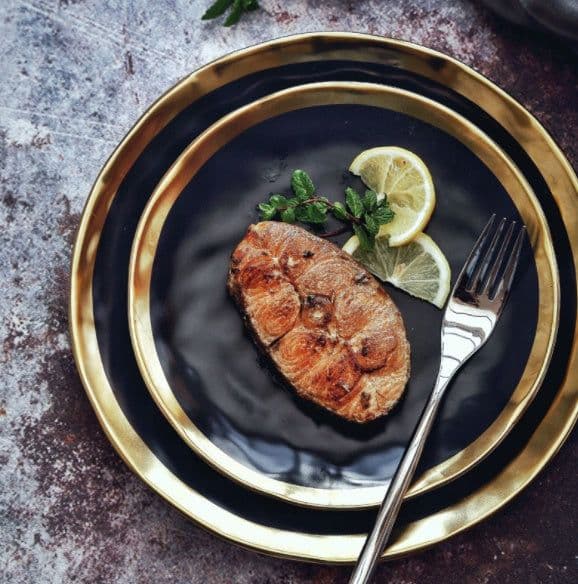 image-European Ceramic Gold Disc Creative Dish Western-style Food Steak Salad Household Tableware Flat Round Fruit