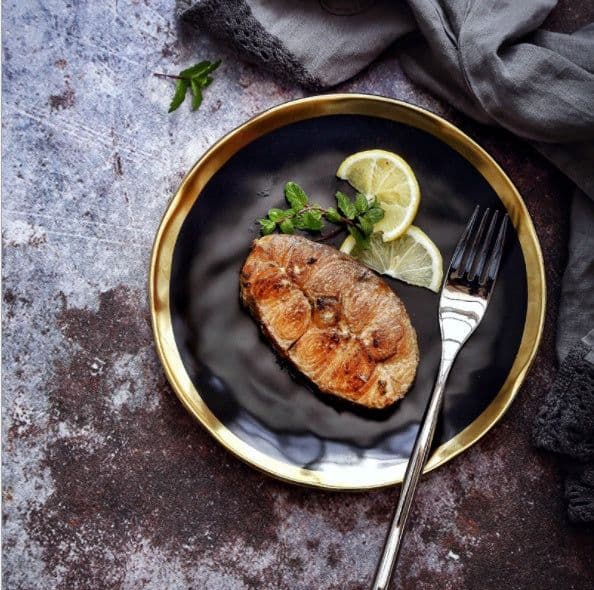 image-European Ceramic Gold Disc Creative Dish Western-style Food Steak Salad Household Tableware Flat Round Fruit