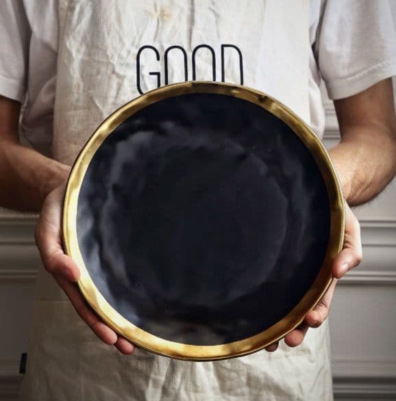 image-European Ceramic Gold Disc Creative Dish Western-style Food Steak Salad Household Tableware Flat Round Fruit