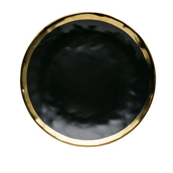 image-European Ceramic Gold Disc Creative Dish Western-style Food Steak Salad Household Tableware Flat Round Fruit