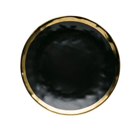 image-European Ceramic Gold Disc Creative Dish Western-style Food Steak Salad Household Tableware Flat Round Fruit