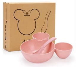 image-Wheat Straw, Children's Bowl, Cartoon, Wheat Chopsticks, Fork Spoon, Fruit Dish, Mickey's Bowl, Lovely Gift Set