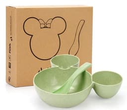 image-Wheat Straw, Children's Bowl, Cartoon, Wheat Chopsticks, Fork Spoon, Fruit Dish, Mickey's Bowl, Lovely Gift Set