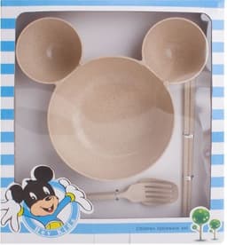 image-Wheat Straw, Children's Bowl, Cartoon, Wheat Chopsticks, Fork Spoon, Fruit Dish, Mickey's Bowl, Lovely Gift Set