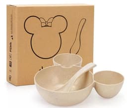 image-Wheat Straw, Children's Bowl, Cartoon, Wheat Chopsticks, Fork Spoon, Fruit Dish, Mickey's Bowl, Lovely Gift Set